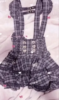 LIZLISA はしごリボンツイードティアードスカパン ブラック 黒