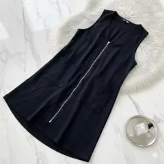美品✨ レイシエスタ ジップアップ ノースリーブ ワンピース 黒 超 大きめ
