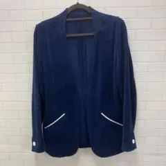春夏に最高　ネイビー ノーカラージャケット