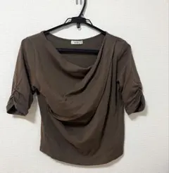 ドレープ 七分袖カットソー ココアブラウン