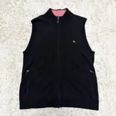 バーバリーブラックレーベル　ベスト　ジレ　ブラック　黒　ニット　ジップアップ　3