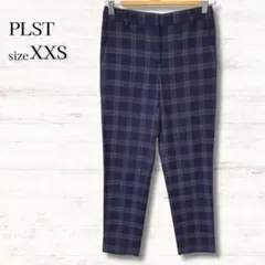 プラステ PLST テーパードパンツ チェック柄 ネイビー XXS ウエストゴム