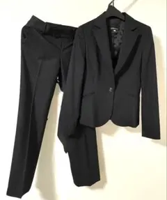 【美品】レディース　スーツセット　ブラックストライプ