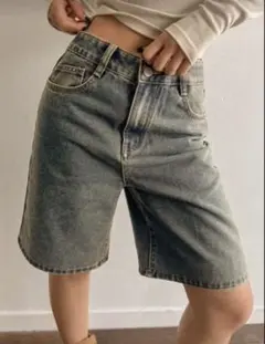 デニムハーフパンツ ブルー