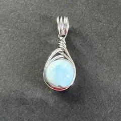 WP84SS 天然石 ワイヤーラッピング ペンダントトップ ラリマー ステンレス