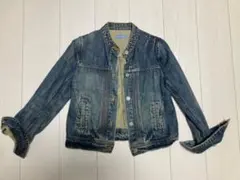 ノーカラー デニムジャケット