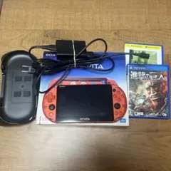 PS Vita メタリックレッド 本体 カセット2本　周辺機器