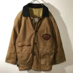 【個性派古着】イタリア製　デザイン革ジャケット　牛革　茶色　 豪華ワッペン　52
