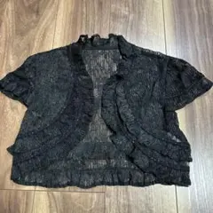 Poudre フリルショートボレロ ブラック M 結婚式