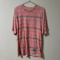 80s 90s old GOTCHA 総柄 ネオンピンク ボーダー Tシャツのサムネイル