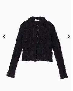 PHEENY Shrink Lace Cropped Shirt (Black)のサムネイル