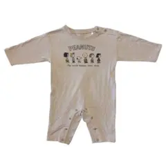 PEANUTS SNOOPY スヌーピー ロンパース カバーオール ベージュ