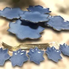 【未使用】有田　翠泉窯　コバルト釉　銘々皿揃いのサムネイル
