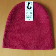 新品　ユニクロ　UNIQLO　スフレヤーンニットビーニー レッド 暖かい 可愛い