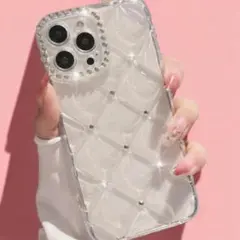iPhone12 ケース シルバーストーン付き スマホカバー 韓国