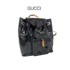 GUCCI グッチ バンブー パテントレザー リュックサック バックパック 黒のサムネイル