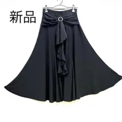 新品 社交ダンス ブラックスカート ラインストーンリング フリル スカート