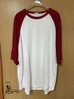 GU赤白ラグランスリーブTシャツ XL