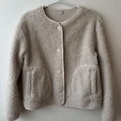 【ユニクロ】ボアフリースクルーネックカーディガン　ホワイト　Sサイズ　アウター