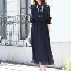 【未使用】ルイルエブティック オケージョンワンピース ネイビー 大きいサイズ3L