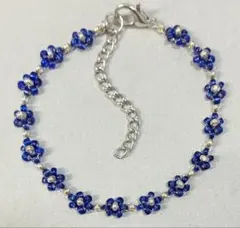 <F8-G> ネイビーフラワーブレスレット