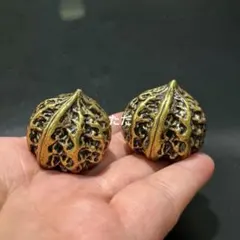 金属製彫刻 黄銅 真鍮 胡桃 クルミ 鬼面胡桃 - メルカリ