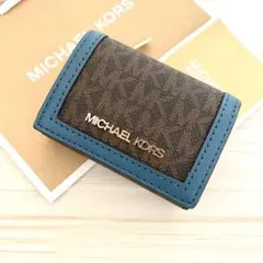 16 新品 MICHAEL KORS 財布 折り財布 ブルー 三つ折り財布