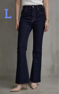 美品 AZUL BY MOUSSY フレアデニム ロング丈 ワンウォッシュ L