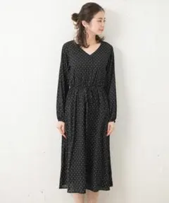 極美品✨　ブラック❤️　アーバンリサーチサニーレーベル　楊柳ドットワンピース