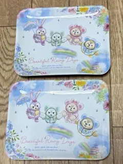 【未使用品】 ダッフィー＆フレンズ スーベニアプレート レイニー・デイズ　2枚のサムネイル