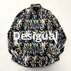 ✨希少 Desigual デシグアル 長袖 シャツ インド綿 総柄 デザインのサムネイル