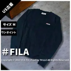 【US古着】フィラ トレーナー・スウェット M ブラック 裏起毛 ✓4189