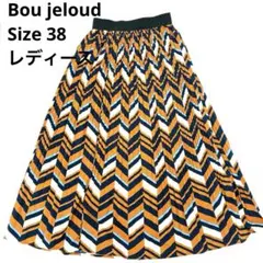 美品 ブージュルード 総柄 プリーツスカート 38 ウエストゴム 華やか 30
