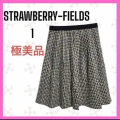極美品　STRAWBERRY-FIELDS 千鳥 エンボス　膝丈フレアスカートのサムネイル
