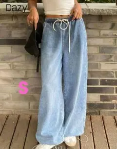DAZY　デニム　 ロング　レディース　ジーンズ　 ゆったり　ゴムウエスト　新品