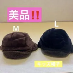 フリースキャスケット帽子 ブラウンとブラックのサムネイル