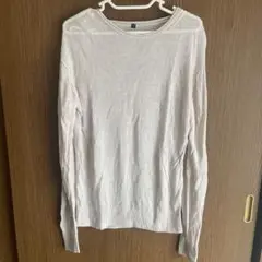 【無印良品】ベージュ　リネンニット　L