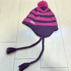 mont-bell ストライプ ニット帽 ポンポン付き