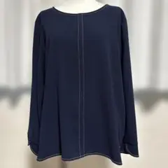 ネイビー 長袖ブラウス