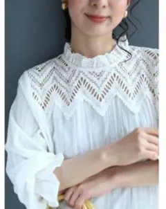 即購入歓迎☆ cawaii / f pave ジグザグレースブラウス 美品