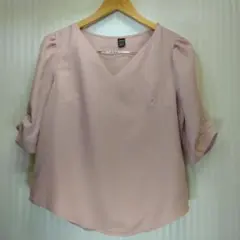 SHEIN シーイン　ピンク Vネック 五分袖 　ブラウス　チュニックのサムネイル