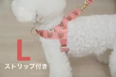 ペット用ハーネス＆リードセット Lピンク中型犬 小型犬 胴輪 簡単着脱 調節可能