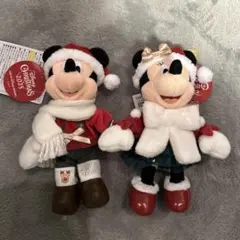 ディズニー　クリスマス　2025 ぬいぐるみバッジ　ミッキー&ミニー　2点セット