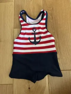 ベビー水着 赤と白ストライプ 70cm
