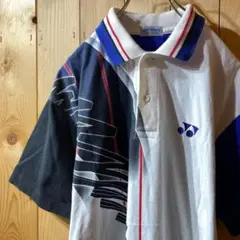 ss4486 YONEX ヨネックス 日本製 半袖 ポロシャツ 白 青 紺 L