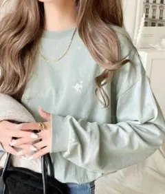 Classical Elf 胸刺繍クルーネック長袖Tシャツ