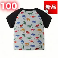 ✨新品✨恐竜総柄 キッズTシャツ 男の子 ラグランスリーブ 半袖トップス 100