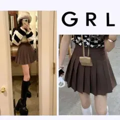 【GRL】新品タグ付 未使用 インパン裏地付きプリーツミニスカートサイズS モカ