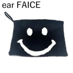 earFAICE クラッチバッグ ファー ニコちゃん モフモフ 黒 白 スマイル