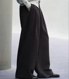 SLIGHT FLARE DOUBLE CLOTH BAGGY SLACKS